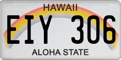 HI license plate EIY306