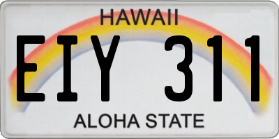 HI license plate EIY311