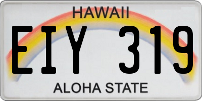 HI license plate EIY319