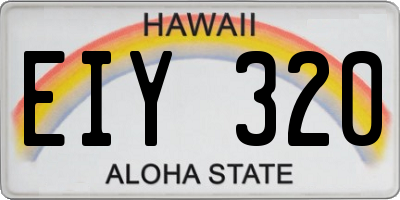 HI license plate EIY320