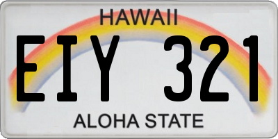 HI license plate EIY321
