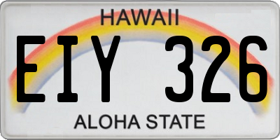 HI license plate EIY326