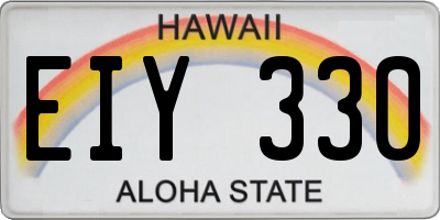 HI license plate EIY330