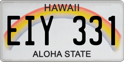 HI license plate EIY331