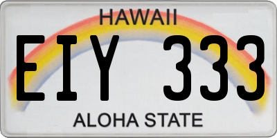 HI license plate EIY333