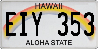 HI license plate EIY353