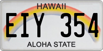 HI license plate EIY354