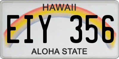 HI license plate EIY356