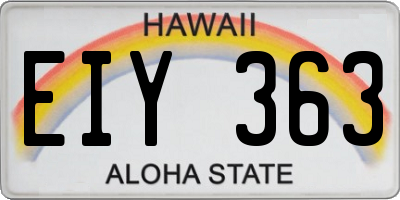 HI license plate EIY363
