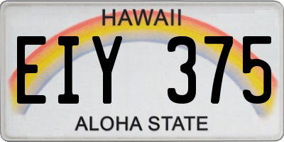 HI license plate EIY375