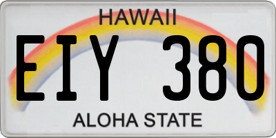 HI license plate EIY380