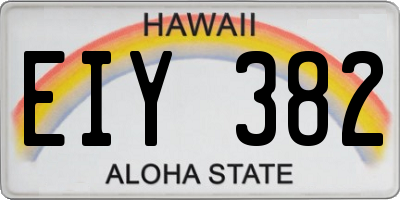 HI license plate EIY382