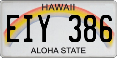 HI license plate EIY386