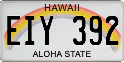 HI license plate EIY392