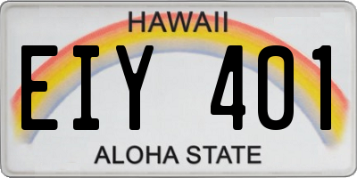 HI license plate EIY401