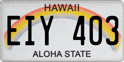 HI license plate EIY403