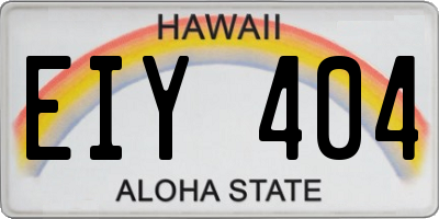 HI license plate EIY404