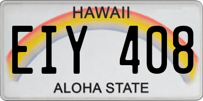 HI license plate EIY408