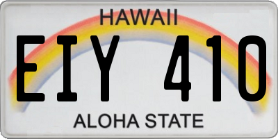 HI license plate EIY410