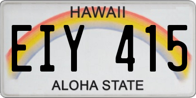 HI license plate EIY415