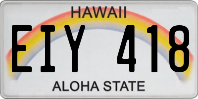 HI license plate EIY418