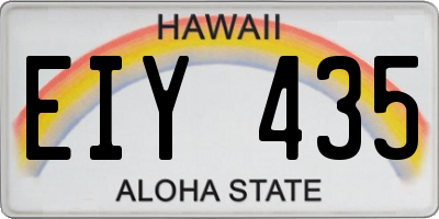 HI license plate EIY435