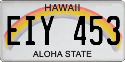 HI license plate EIY453