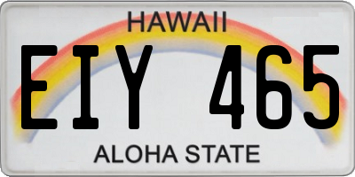 HI license plate EIY465