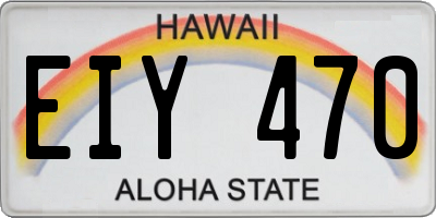 HI license plate EIY470