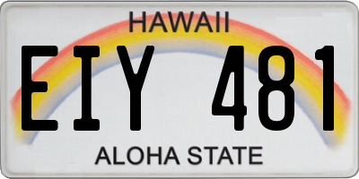 HI license plate EIY481