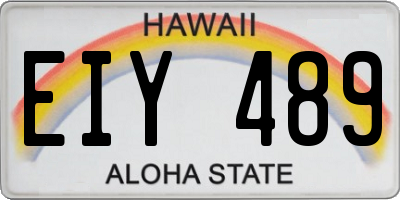 HI license plate EIY489