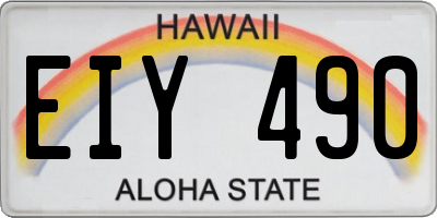 HI license plate EIY490