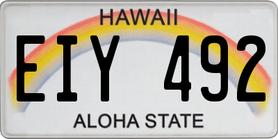 HI license plate EIY492