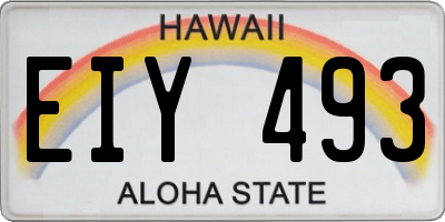 HI license plate EIY493