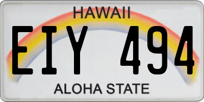 HI license plate EIY494