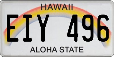 HI license plate EIY496