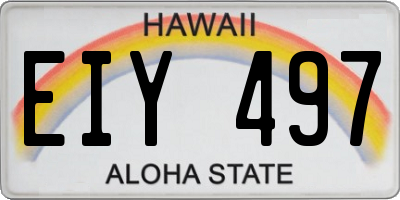 HI license plate EIY497