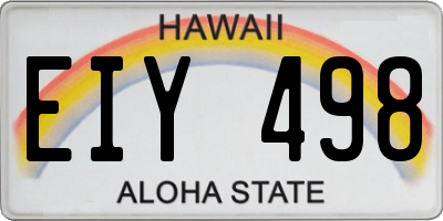 HI license plate EIY498