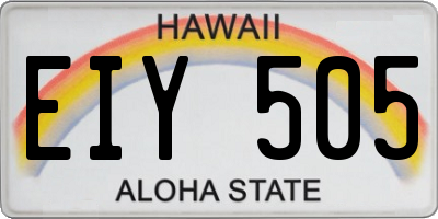 HI license plate EIY505