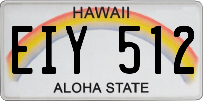 HI license plate EIY512