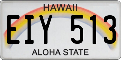 HI license plate EIY513
