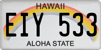 HI license plate EIY533