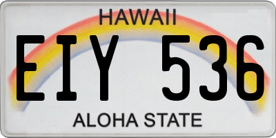 HI license plate EIY536