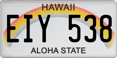 HI license plate EIY538