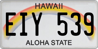 HI license plate EIY539