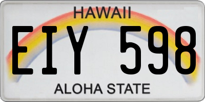 HI license plate EIY598