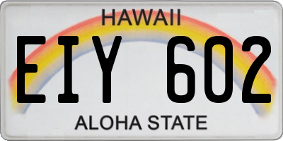 HI license plate EIY602