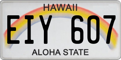 HI license plate EIY607