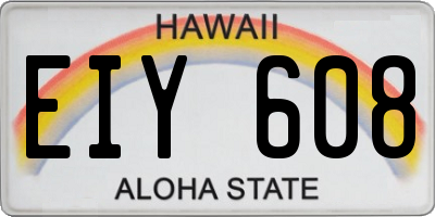 HI license plate EIY608