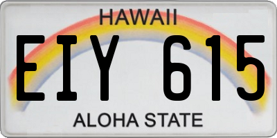 HI license plate EIY615